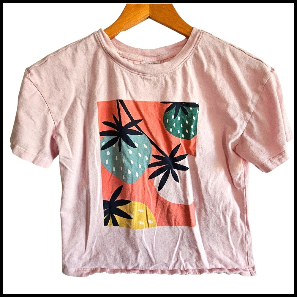Hanna Andersson Graphic Tee Colorful Strawberries Short Sleeve Top Size 10